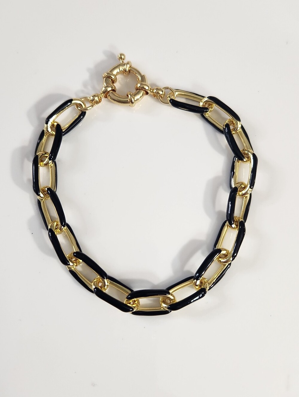 Black Enamel Sailor Clasp Bracelet